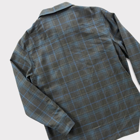 Vtg Pendleton Virgin Wool Zip Up Plaid Collared Shirt Navy & Dark Green Size M - Picture 2 of 8